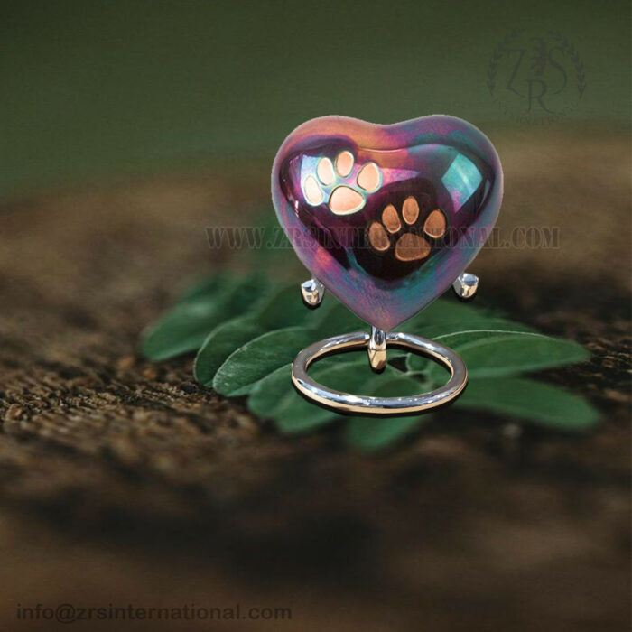 Brass Mini Cremation Urn Heart-Shaped Keepsake Memorial Jar Pot Container | Small Urn for Funeral Ashes Burial