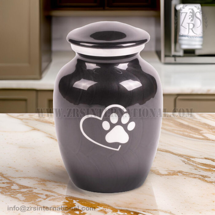 Classic Aluminum black paw | Urn for Dogs and Cats with Personalized