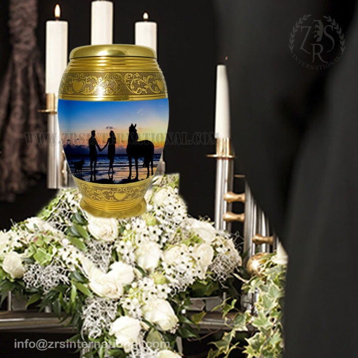 Cremation Urns-Loving Couple On The Beach Side Adult Urn