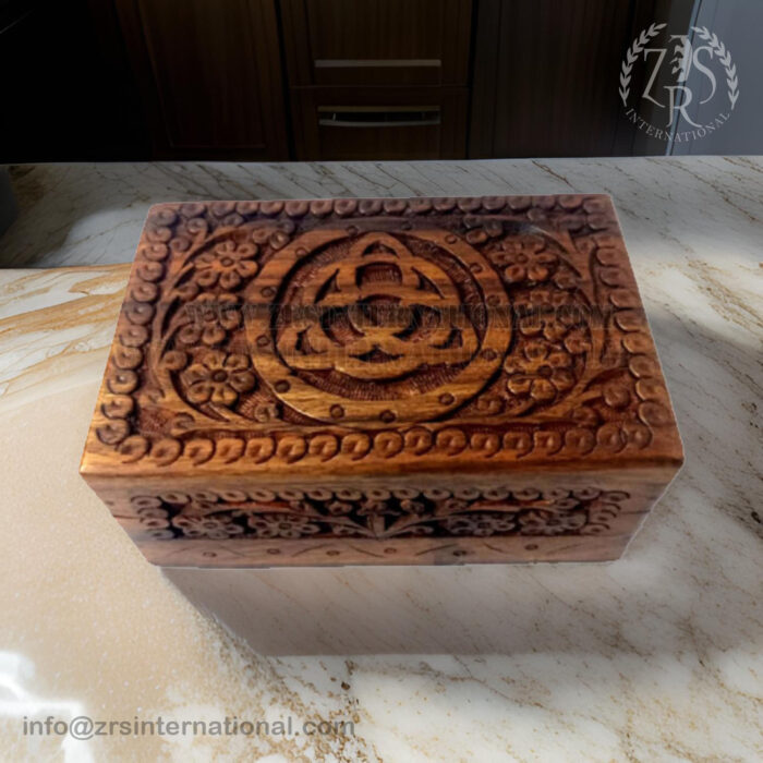Human Ashes Adult Burial Urns - Wooden Storage Box Hand Carved