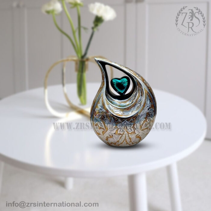 Teardrop Urn with Heart for Human Ashes Male - Urns for Adult Men and Women - Cremation Urns for Ash