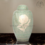 Green-Silver Rose-Brass Cremation Urn for Adult Human Ashes
